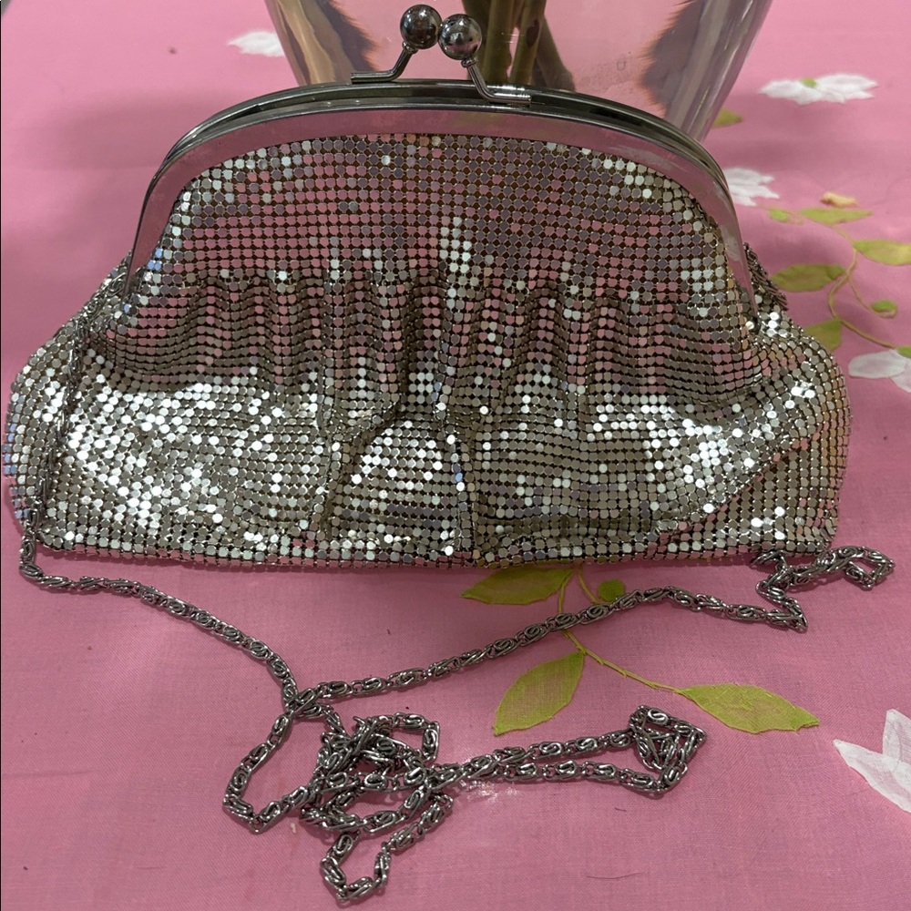 vintage icing purse Silver rhineston bag